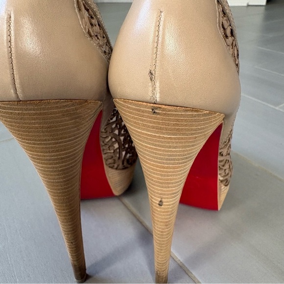 Christian Louboutin Pampas 150 Calf Brown, Laser-cut, Lace Peep-Toe Heels main image 0